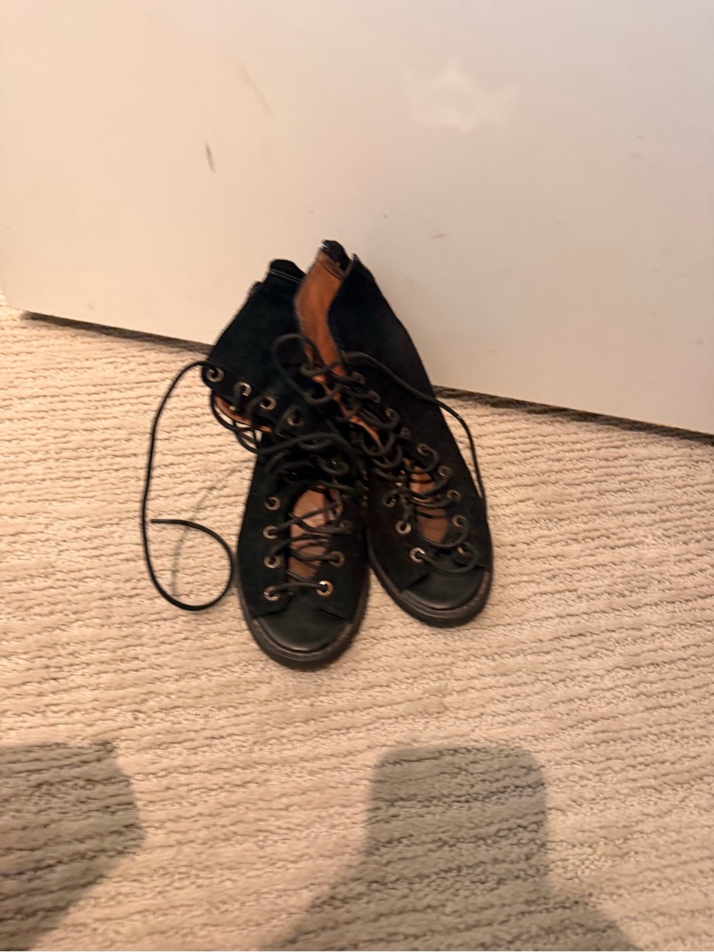 Jeffrey Campbell Kids Black High-Top Lace-Up Boots with Brown Accent